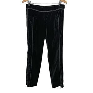 DEREK LAM Women's 6 Black Velvet Straight Leg Tuxedo Stripe Pant MADE IN ITALY